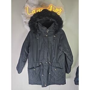 Current Seen Ski Coat Jacket Hooded Womens Small Black Midi Winter Snow Cozy